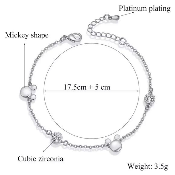 Platinum Plated Mickey Station Bracelet!!! - Picture 2 of 2